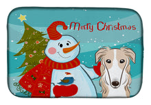 Load image into Gallery viewer, Snowman with Borzoi Dish Drying Mat – Absorbent, Artistic Kitchen Essentials BB1848DDM