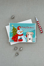 Load image into Gallery viewer, Snowman with Borzoi Greeting Cards -  Blank Note Cards – 8-Pack of Artist-Designed Cards with Envelopes