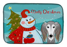 Load image into Gallery viewer, Snowman with Saluki Dish Drying Mat – Absorbent, Artistic Kitchen Essentials BB1849DDM