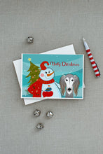 Load image into Gallery viewer, Snowman with Saluki Greeting Cards -  Blank Note Cards – 8-Pack of Artist-Designed Cards with Envelopes