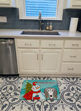 Load image into Gallery viewer, Snowman with Saluki Machine Washable Memory Foam Mat BB1849RUG