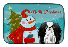 Load image into Gallery viewer, Snowman with Japanese Chin Dish Drying Mat – Absorbent, Artistic Kitchen Essentials BB1850DDM