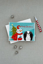 Load image into Gallery viewer, Snowman with Japanese Chin Greeting Cards -  Blank Note Cards – 8-Pack of Artist-Designed Cards with Envelopes