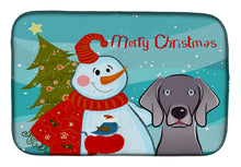 Load image into Gallery viewer, Snowman with Weimaraner Dish Drying Mat – Absorbent, Artistic Kitchen Essentials BB1851DDM