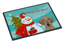 Load image into Gallery viewer, Snowman with Wirehaired Dachshund Doormat - 24x36 Decorative Floor Mat – Indoor/Outdoor Rug with Artistic Flair BB1853JMAT