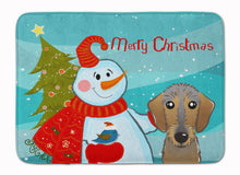 Load image into Gallery viewer, Snowman with Wirehaired Dachshund Machine Washable Memory Foam Mat BB1853RUG