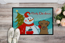 Load image into Gallery viewer, Snowman with Chocolate Labrador Doormat - 24x36 Decorative Floor Mat – Indoor/Outdoor Rug with Artistic Flair BB1854JMAT