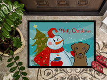 Load image into Gallery viewer, Snowman with Chocolate Labrador Doormat - 24x36 Decorative Floor Mat – Indoor/Outdoor Rug with Artistic Flair BB1854JMAT