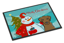 Load image into Gallery viewer, Snowman with Chocolate Labrador Doormat - 24x36 Decorative Floor Mat – Indoor/Outdoor Rug with Artistic Flair BB1854JMAT