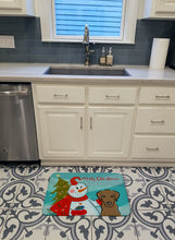 Load image into Gallery viewer, Snowman with Chocolate Labrador Machine Washable Memory Foam Mat BB1854RUG