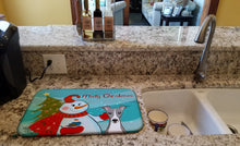 Load image into Gallery viewer, Snowman with Italian Greyhound Dish Drying Mat – Absorbent, Artistic Kitchen Essentials BB1856DDM