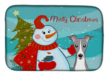 Load image into Gallery viewer, Snowman with Italian Greyhound Dish Drying Mat – Absorbent, Artistic Kitchen Essentials BB1856DDM