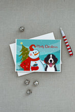 Load image into Gallery viewer, Snowman with Bernese Mountain Dog Greeting Cards -  Blank Note Cards – 8-Pack of Artist-Designed Cards with Envelopes