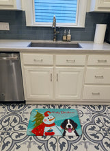 Load image into Gallery viewer, Snowman with Bernese Mountain Dog Machine Washable Memory Foam Mat BB1857RUG