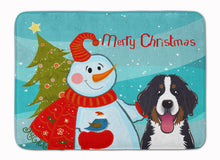Load image into Gallery viewer, Snowman with Bernese Mountain Dog Machine Washable Memory Foam Mat BB1857RUG