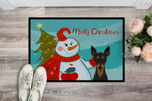 Load image into Gallery viewer, Snowman with Min Pin Doormat - 24x36 Decorative Floor Mat – Indoor/Outdoor Rug with Artistic Flair BB1860JMAT