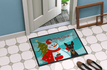 Load image into Gallery viewer, Snowman with Min Pin Doormat - 24x36 Decorative Floor Mat – Indoor/Outdoor Rug with Artistic Flair BB1860JMAT