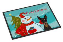 Load image into Gallery viewer, Snowman with Min Pin Doormat - 24x36 Decorative Floor Mat – Indoor/Outdoor Rug with Artistic Flair BB1860JMAT