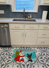 Load image into Gallery viewer, Snowman with Min Pin Machine Washable Memory Foam Mat BB1860RUG