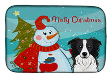 Load image into Gallery viewer, Snowman with Border Collie Dish Drying Mat – Absorbent, Artistic Kitchen Essentials BB1861DDM