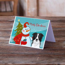 Load image into Gallery viewer, Snowman with Border Collie Greeting Cards -  Blank Note Cards – 8-Pack of Artist-Designed Cards with Envelopes