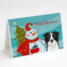 Load image into Gallery viewer, Snowman with Border Collie Greeting Cards -  Blank Note Cards – 8-Pack of Artist-Designed Cards with Envelopes