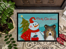 Load image into Gallery viewer, Snowman with Sheltie Doormat - 24x36 Decorative Floor Mat – Indoor/Outdoor Rug with Artistic Flair BB1862JMAT