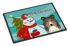 Load image into Gallery viewer, Snowman with Sheltie Doormat - 24x36 Decorative Floor Mat – Indoor/Outdoor Rug with Artistic Flair BB1862JMAT