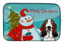 Load image into Gallery viewer, Snowman with Basset Hound Dish Drying Mat – Absorbent, Artistic Kitchen Essentials BB1863DDM