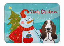 Load image into Gallery viewer, Snowman with Basset Hound Machine Washable Memory Foam Mat BB1863RUG