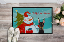 Load image into Gallery viewer, Snowman with Doberman Doormat - 24x36 Decorative Floor Mat – Indoor/Outdoor Rug with Artistic Flair BB1865JMAT