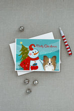 Load image into Gallery viewer, Snowman with Papillon Greeting Cards -  Blank Note Cards – 8-Pack of Artist-Designed Cards with Envelopes