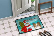 Load image into Gallery viewer, Snowman with Papillon Doormat - 24x36 Decorative Floor Mat – Indoor/Outdoor Rug with Artistic Flair BB1868JMAT