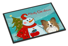 Load image into Gallery viewer, Snowman with Papillon Doormat - 24x36 Decorative Floor Mat – Indoor/Outdoor Rug with Artistic Flair BB1868JMAT