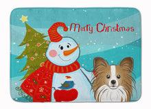 Load image into Gallery viewer, Snowman with Papillon Machine Washable Memory Foam Mat BB1868RUG