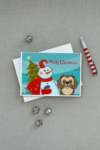 Load image into Gallery viewer, Snowman with Chocolate Brown Shih Tzu Greeting Cards -  Blank Note Cards – 8-Pack of Artist-Designed Cards with Envelopes