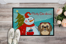 Load image into Gallery viewer, Snowman with Chocolate Brown Shih Tzu Doormat - 24x36 Decorative Floor Mat – Indoor/Outdoor Rug with Artistic Flair BB1869JMAT