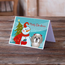 Load image into Gallery viewer, Snowman with Gray Silver Shih Tzu Greeting Cards -  Blank Note Cards – 8-Pack of Artist-Designed Cards with Envelopes