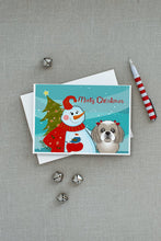Load image into Gallery viewer, Snowman with Gray Silver Shih Tzu Greeting Cards -  Blank Note Cards – 8-Pack of Artist-Designed Cards with Envelopes
