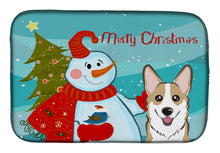 Load image into Gallery viewer, Snowman with Sable Corgi Dish Drying Mat – Absorbent, Artistic Kitchen Essentials BB1873DDM
