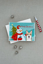 Load image into Gallery viewer, Snowman with Sable Corgi Greeting Cards -  Blank Note Cards – 8-Pack of Artist-Designed Cards with Envelopes