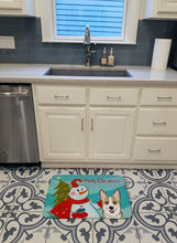 Load image into Gallery viewer, Snowman with Sable Corgi Machine Washable Memory Foam Mat BB1873RUG