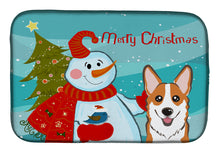 Load image into Gallery viewer, Snowman with Red Corgi Dish Drying Mat – Absorbent, Artistic Kitchen Essentials BB1874DDM
