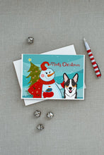 Load image into Gallery viewer, Snowman with Tricolor Corgi Greeting Cards -  Blank Note Cards – 8-Pack of Artist-Designed Cards with Envelopes