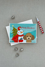 Load image into Gallery viewer, Snowman with Chocolate Brown Poodle Greeting Cards -  Blank Note Cards – 8-Pack of Artist-Designed Cards with Envelopes