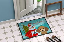 Load image into Gallery viewer, Snowman with Chocolate Brown Poodle Doormat - 24x36 Decorative Floor Mat – Indoor/Outdoor Rug with Artistic Flair BB1876JMAT