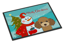 Load image into Gallery viewer, Snowman with Chocolate Brown Poodle Doormat - 24x36 Decorative Floor Mat – Indoor/Outdoor Rug with Artistic Flair BB1876JMAT