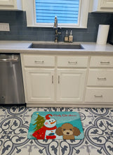 Load image into Gallery viewer, Snowman with Chocolate Brown Poodle Machine Washable Memory Foam Mat BB1876RUG