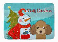 Load image into Gallery viewer, Snowman with Chocolate Brown Poodle Machine Washable Memory Foam Mat BB1876RUG