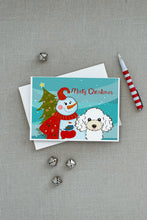 Load image into Gallery viewer, Snowman with White Poodle Greeting Cards -  Blank Note Cards – 8-Pack of Artist-Designed Cards with Envelopes